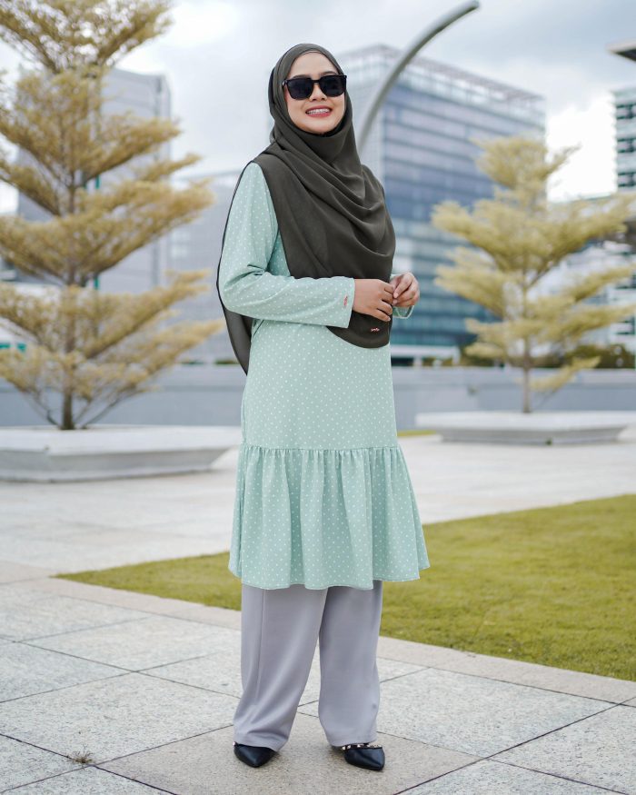 Tunic Ruffle Lendra Printed 2.0 - Polka Minty - Image 2