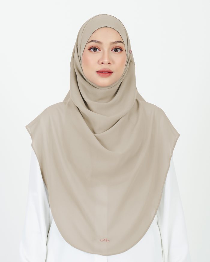Tudung Sarung Instant Chiffon Lustia (XL) - Beige