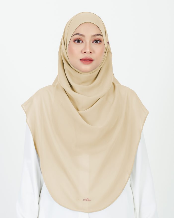 Tudung Sarung Instant Chiffon Lustia (XL) - Buttermilk