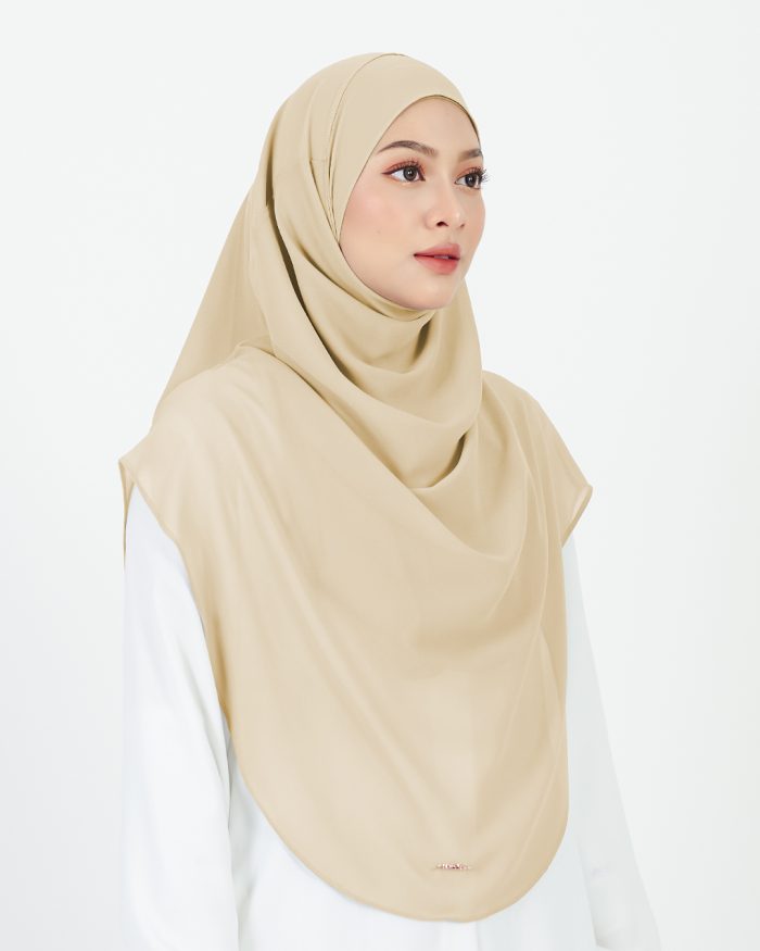 Tudung Sarung Instant Chiffon Lustia (XL) - Buttermilk - Image 3