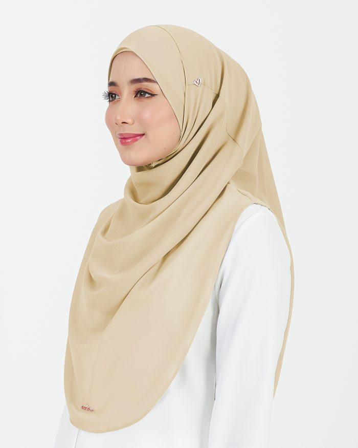 [AS-IS] Tudung Sarung Instant Chiffon Lustia (L) - Buttermilk