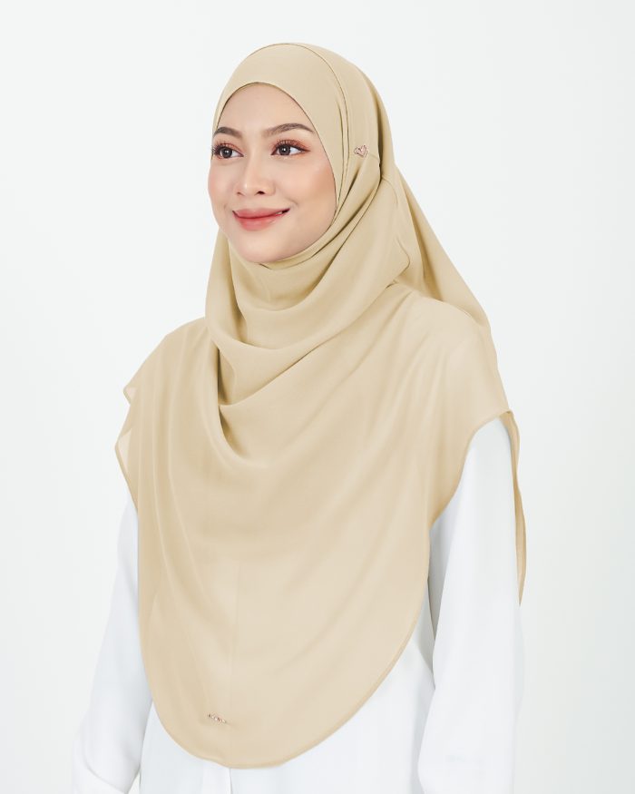 Tudung Sarung Instant Chiffon Lustia (XL) - Buttermilk - Image 2