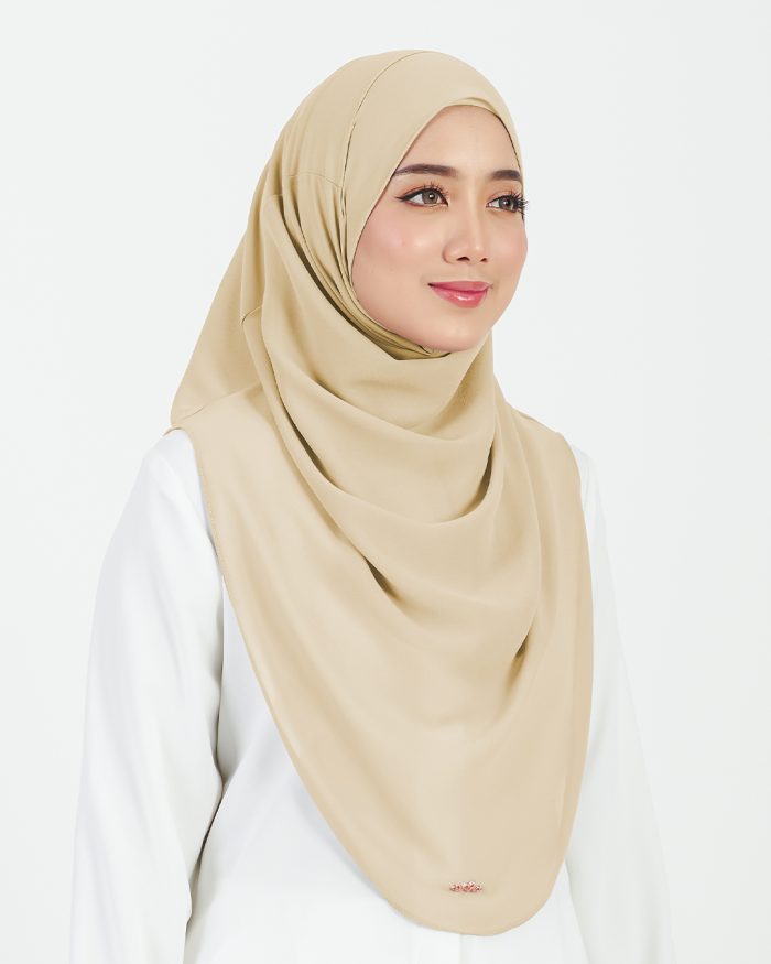 [AS-IS] Tudung Sarung Instant Chiffon Lustia (L) - Buttermilk - Image 3