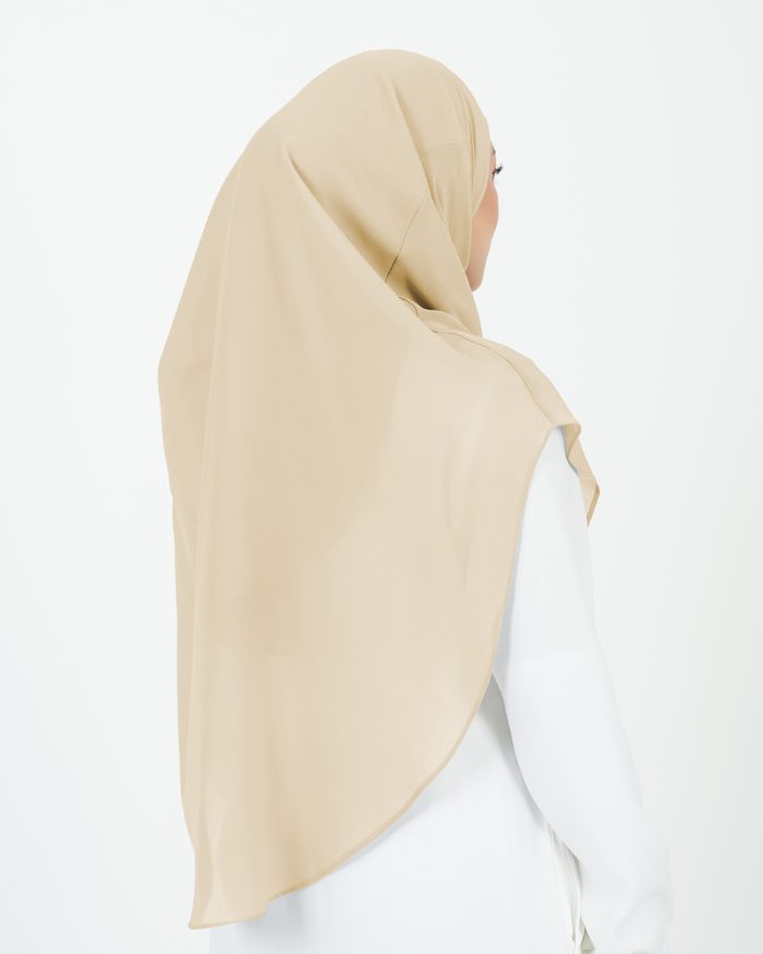 Tudung Sarung Instant Chiffon Lustia (XL) - Buttermilk - Image 4