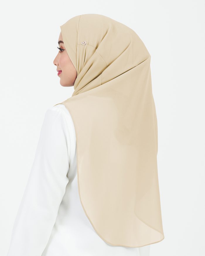 [AS-IS] Tudung Sarung Instant Chiffon Lustia (L) - Buttermilk - Image 4