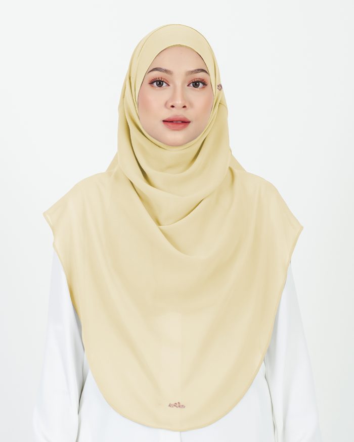 [AS-IS] Tudung Sarung Instant Chiffon Lustia (XL) - Candy Yellow