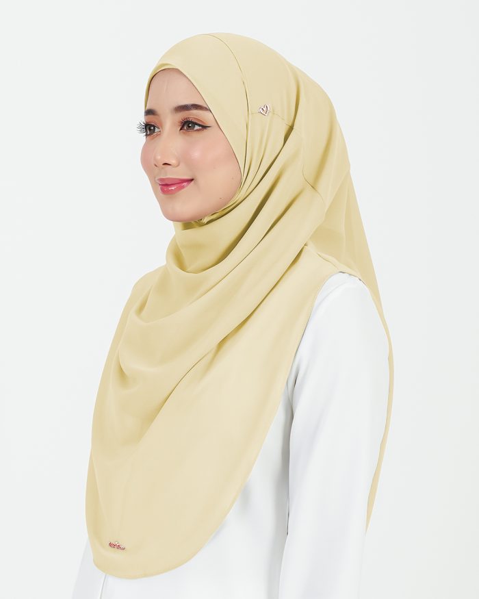 [AS-IS] Tudung Sarung Instant Chiffon Lustia (L) - Candy Yellow