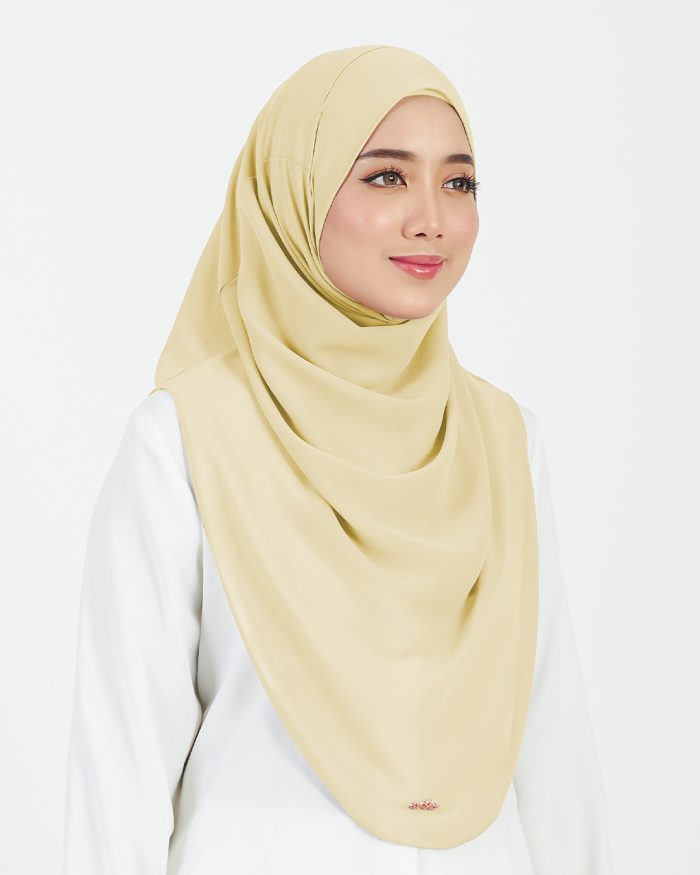 [AS-IS] Tudung Sarung Instant Chiffon Lustia (L) - Candy Yellow - Image 3