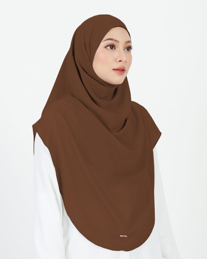 [AS-IS] Tudung Sarung Instant Chiffon Lustia (XL) - Cinnamon Brown - Image 3