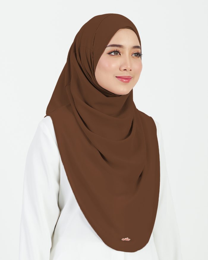 [AS-IS] Tudung Sarung Instant Chiffon Lustia (L) - Cinnamon Brown - Image 3