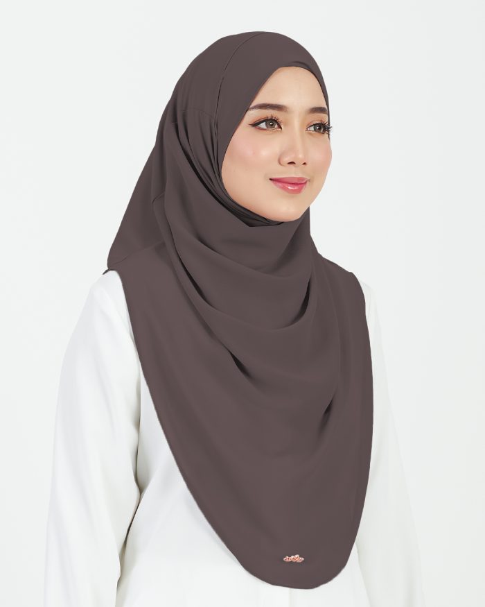 [AS-IS] Tudung Sarung Instant Chiffon Lustia (L) - Cocoa Brown - Image 3
