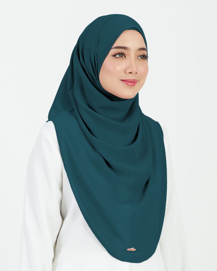 [AS-IS] Tudung Sarung Instant Chiffon Lustia (L) - Dark Teal - Image 3