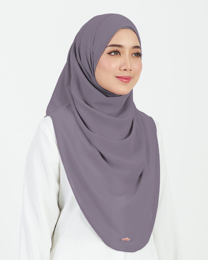 [AS-IS] Tudung Sarung Instant Chiffon Lustia (L) - Grape Purple - Image 3