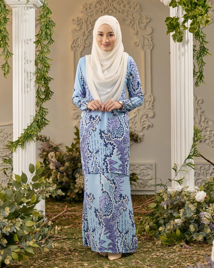 Baju Kurung Moden Batik Sultanah - Indra Baby Blue - Image 3