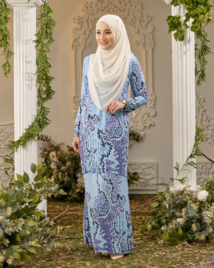 Baju Kurung Moden Batik Sultanah - Indra Baby Blue - Image 2