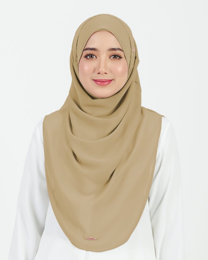 [AS-IS] Tudung Sarung Instant Chiffon Lustia (L) - Latte Brown - Image 2