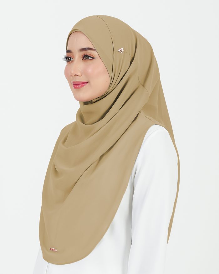 [AS-IS] Tudung Sarung Instant Chiffon Lustia (L) - Latte Brown