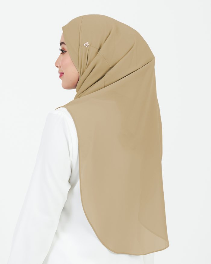 [AS-IS] Tudung Sarung Instant Chiffon Lustia (L) - Latte Brown - Image 4