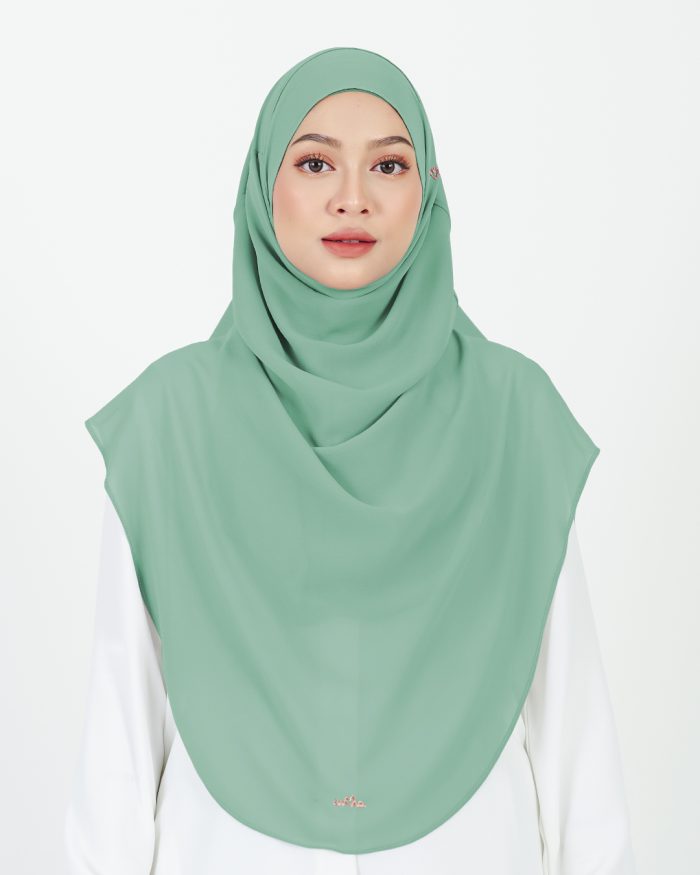 [AS-IS] Tudung Sarung Instant Chiffon Lustia (XL) - Medium Seagreen