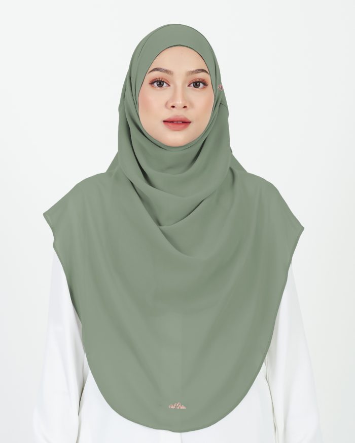 [AS-IS] Tudung Sarung Instant Chiffon Lustia (XL) - Sage Green