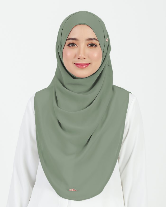 [AS-IS] Tudung Sarung Instant Chiffon Lustia (L) - Sage Green - Image 2