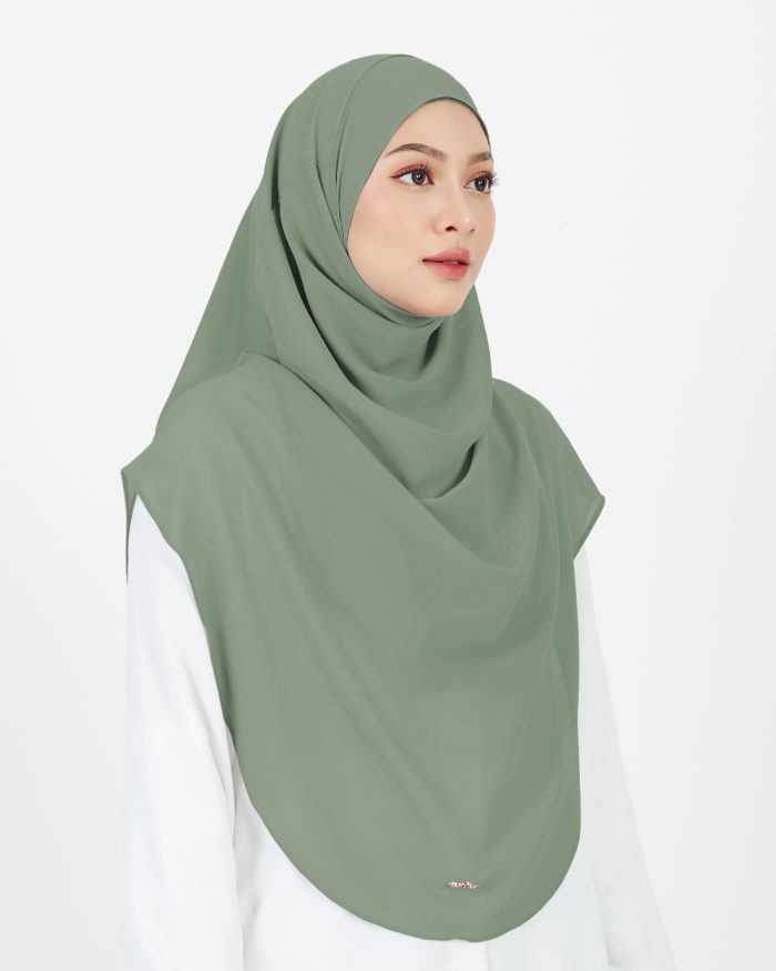 [AS-IS] Tudung Sarung Instant Chiffon Lustia (XL) - Sage Green - Image 3