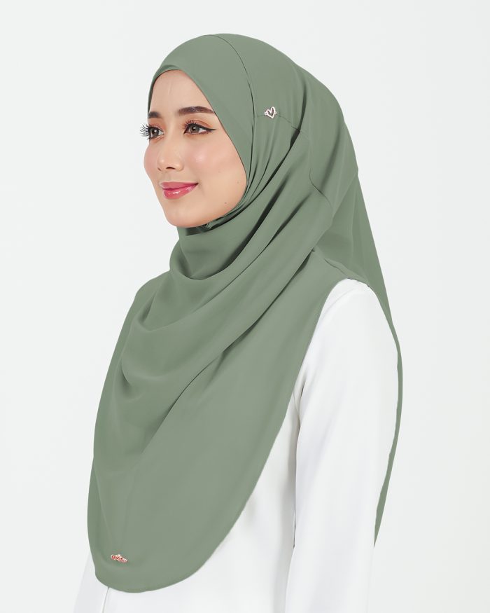 [AS-IS] Tudung Sarung Instant Chiffon Lustia (L) - Sage Green