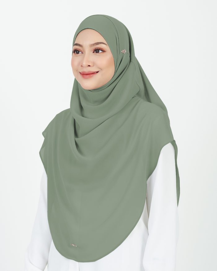 [AS-IS] Tudung Sarung Instant Chiffon Lustia (XL) - Sage Green - Image 2