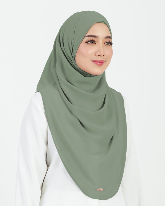 [AS-IS] Tudung Sarung Instant Chiffon Lustia (L) - Sage Green - Image 3