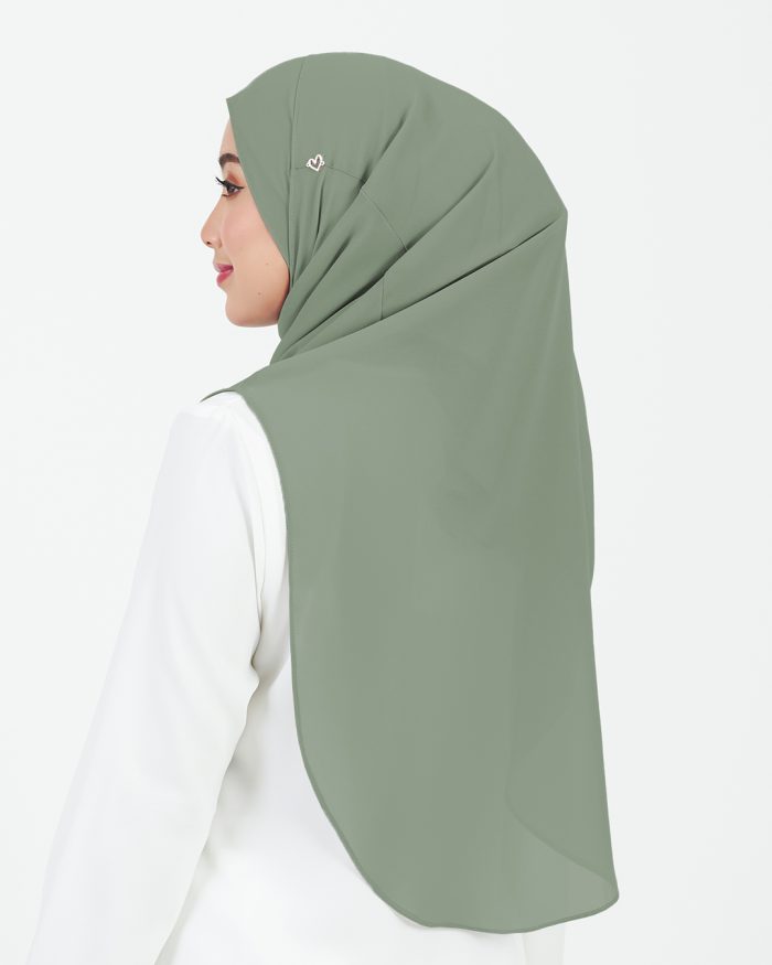 [AS-IS] Tudung Sarung Instant Chiffon Lustia (L) - Sage Green - Image 4