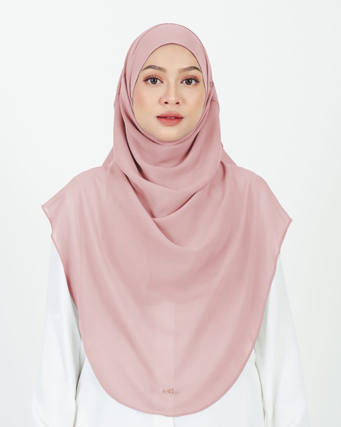 Tudung Sarung Instant Chiffon Lustia (XL) - Salmon Pink