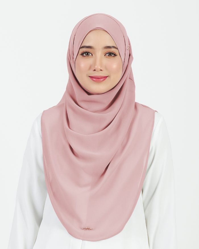 [AS-IS] Tudung Sarung Instant Chiffon Lustia (L) - Salmon Pink - Image 2