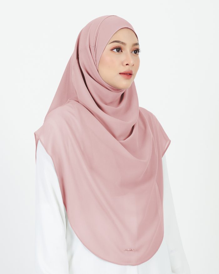 Tudung Sarung Instant Chiffon Lustia (XL) - Salmon Pink - Image 3