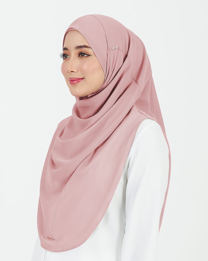 [AS-IS] Tudung Sarung Instant Chiffon Lustia (L) - Salmon Pink