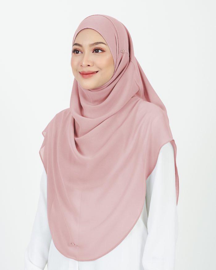 Tudung Sarung Instant Chiffon Lustia (XL) - Salmon Pink - Image 2