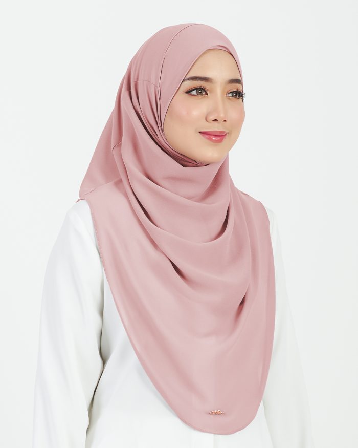 [AS-IS] Tudung Sarung Instant Chiffon Lustia (L) - Salmon Pink - Image 3