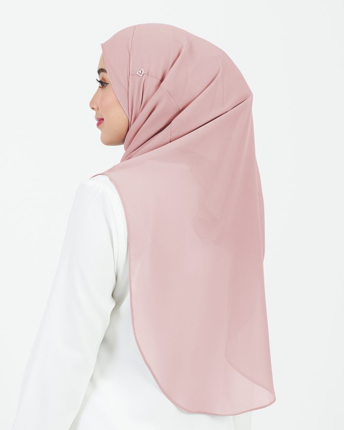 [AS-IS] Tudung Sarung Instant Chiffon Lustia (L) - Salmon Pink - Image 4