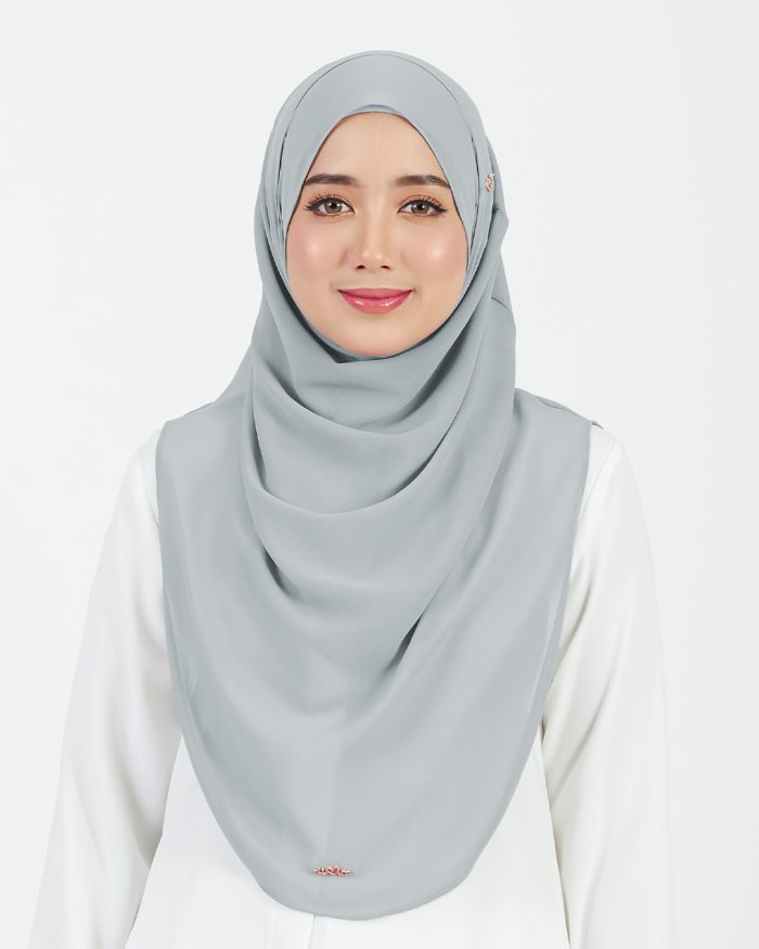 [AS-IS] Tudung Sarung Instant Chiffon Lustia (L) - Silver Grey - Image 2