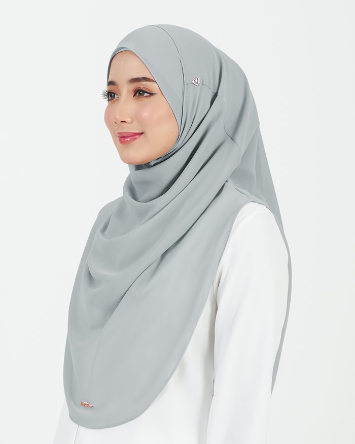 [AS-IS] Tudung Sarung Instant Chiffon Lustia (L) - Silver Grey