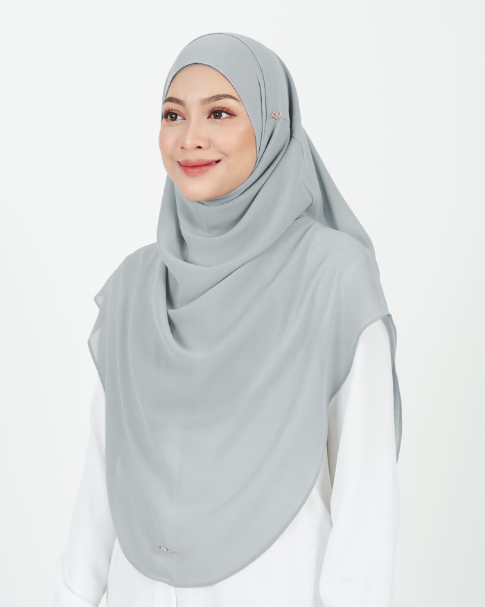 [AS-IS] Tudung Sarung Instant Chiffon Lustia (XL) - Silver Grey - Image 2