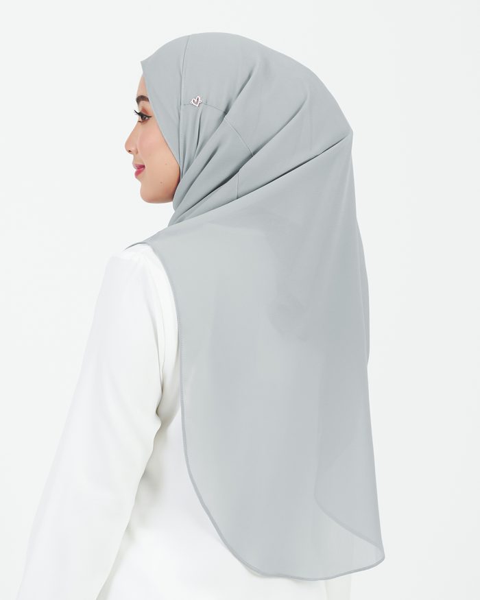 [AS-IS] Tudung Sarung Instant Chiffon Lustia (L) - Silver Grey - Image 4