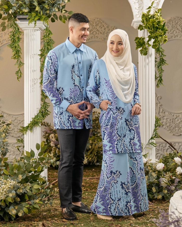 Baju Kurung Moden Batik Sultanah - Indra Baby Blue - Image 7