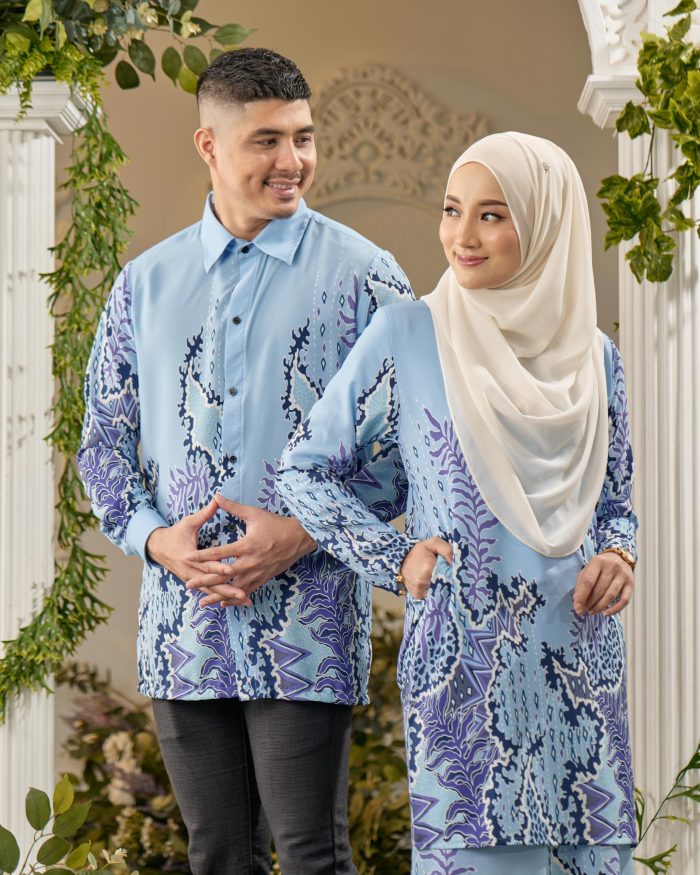 Baju Kurung Moden Batik Sultanah - Indra Baby Blue - Image 5