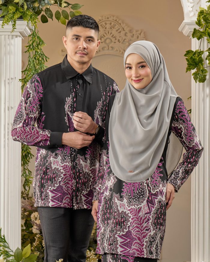 Baju Kurung Moden Batik Sultanah - Indra Black - Image 5