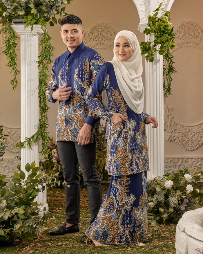 Baju Kurung Moden Batik Sultanah - Indra Navy Blue - Image 6