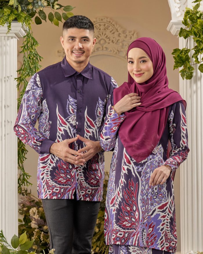 Baju Kurung Moden Batik Sultanah - Pieris Purple - Image 5