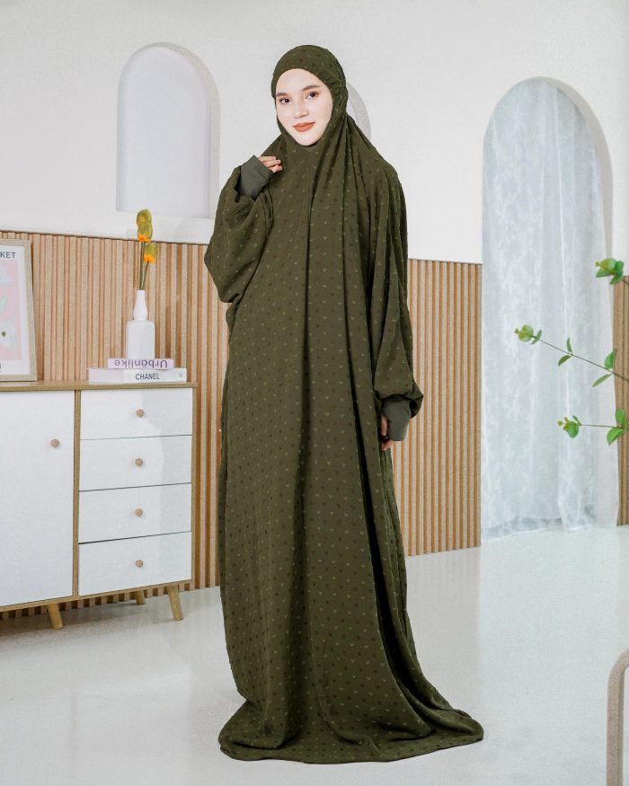Telekung Rafeefa 2.0 - Olive Green - Image 3