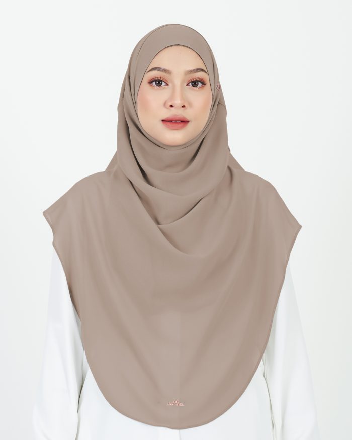 [AS-IS] Tudung Sarung Instant Chiffon Lustia (XL) - Tortilla Brown