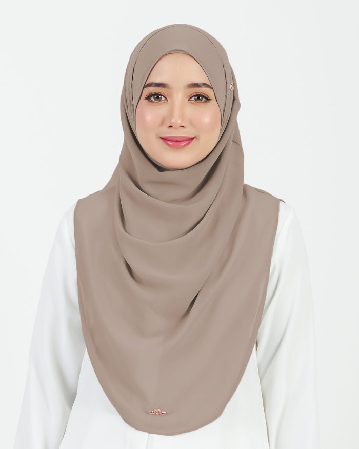 [AS-IS] Tudung Sarung Instant Chiffon Lustia (L) - Tortilla Brown - Image 2