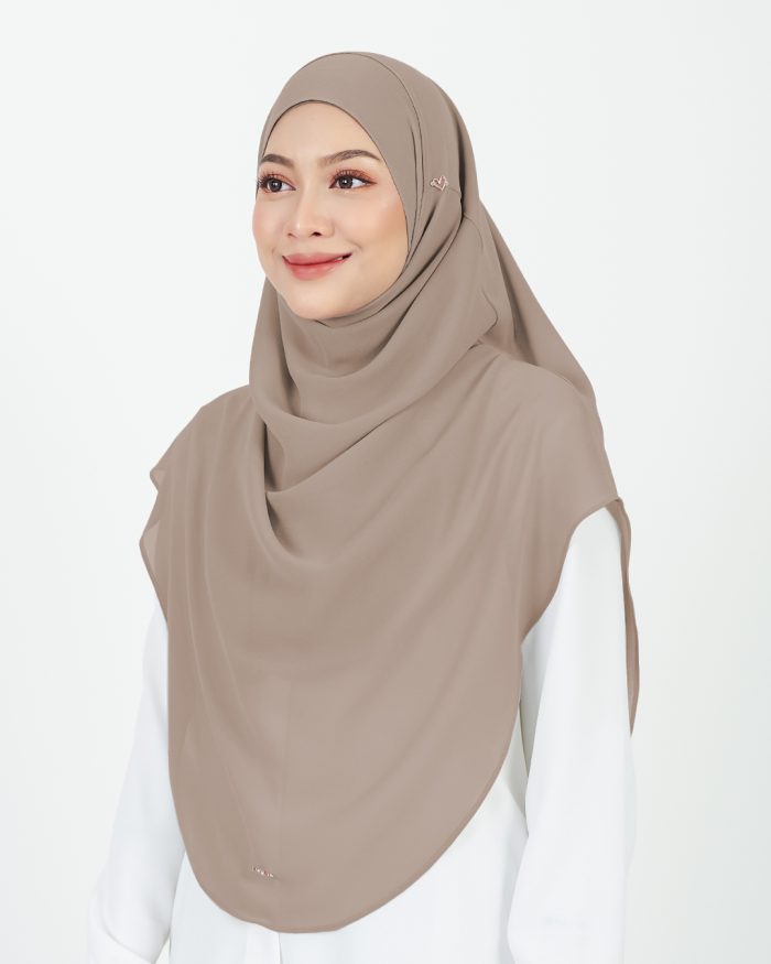 [AS-IS] Tudung Sarung Instant Chiffon Lustia (XL) - Tortilla Brown - Image 2